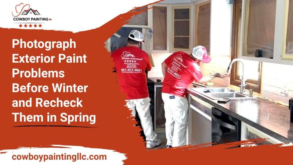 Painting crew documenting interior work before winter